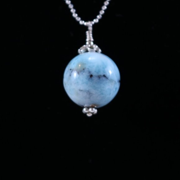 Larimar Sterling Silver Necklace, 18 inch - Picture 2 of 5